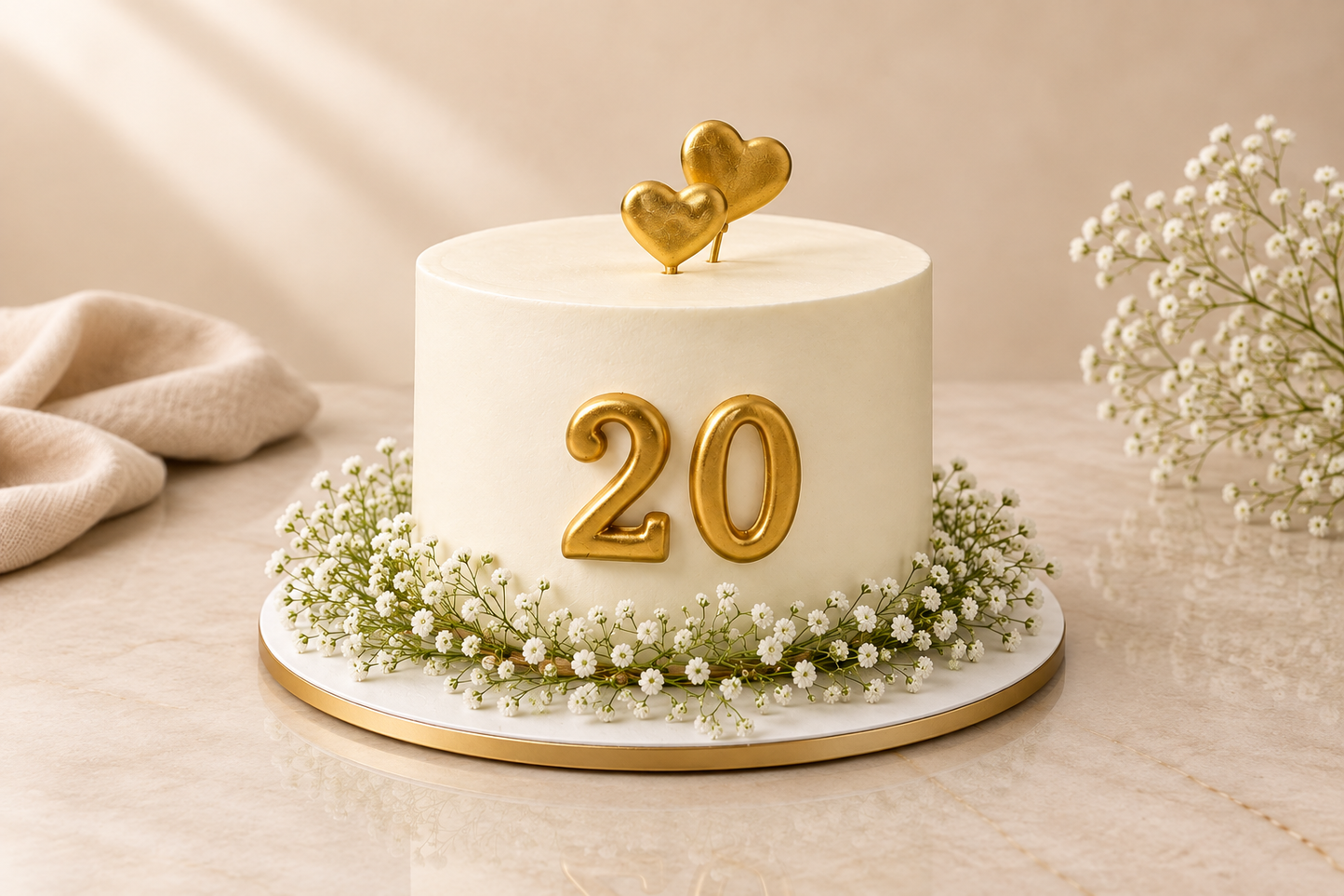 Gold Hearts Celebration Cake