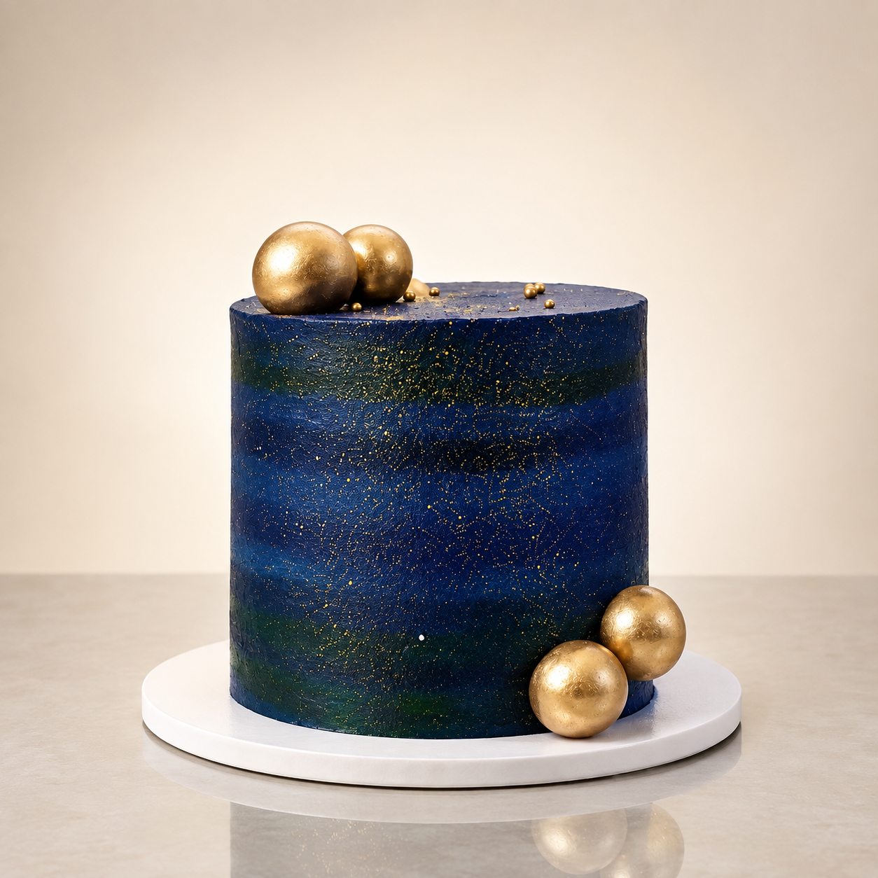 Midnight Blue and Gold Celebration Cake