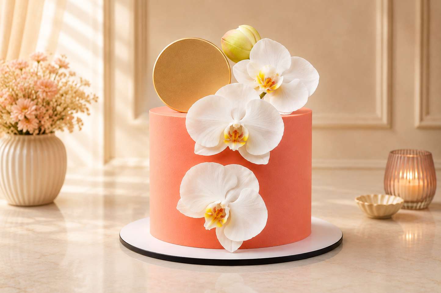 Elegant Orchid Celebration Cake