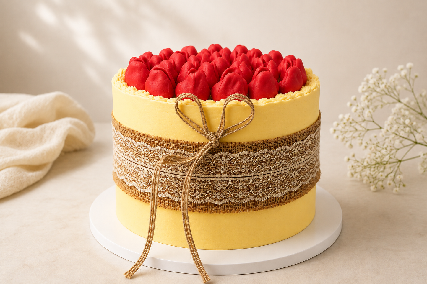 Rustic Red Bloom Cake by Sweet Seconds