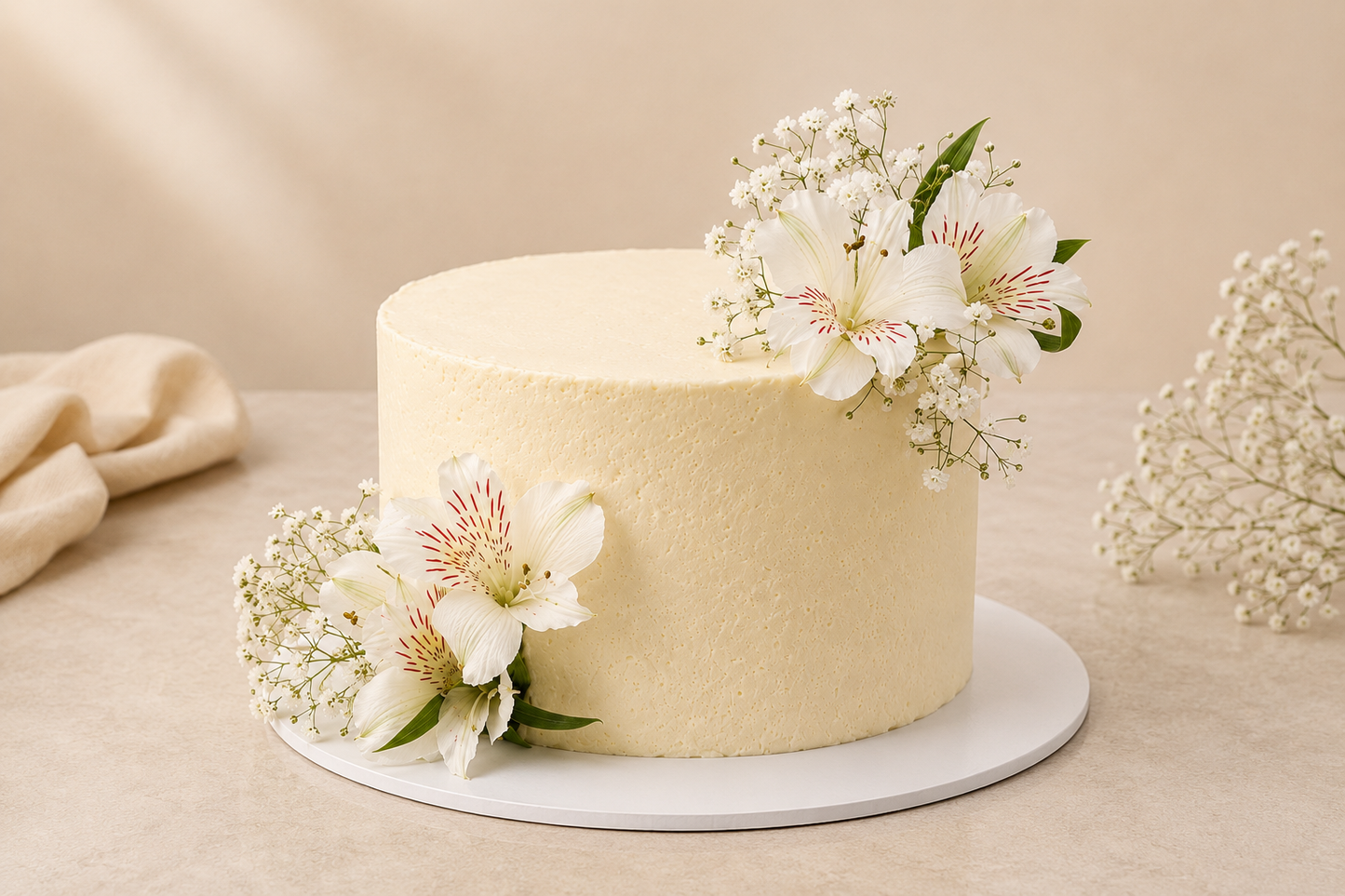 White Floral Celebration Cake by Sweet Seconds